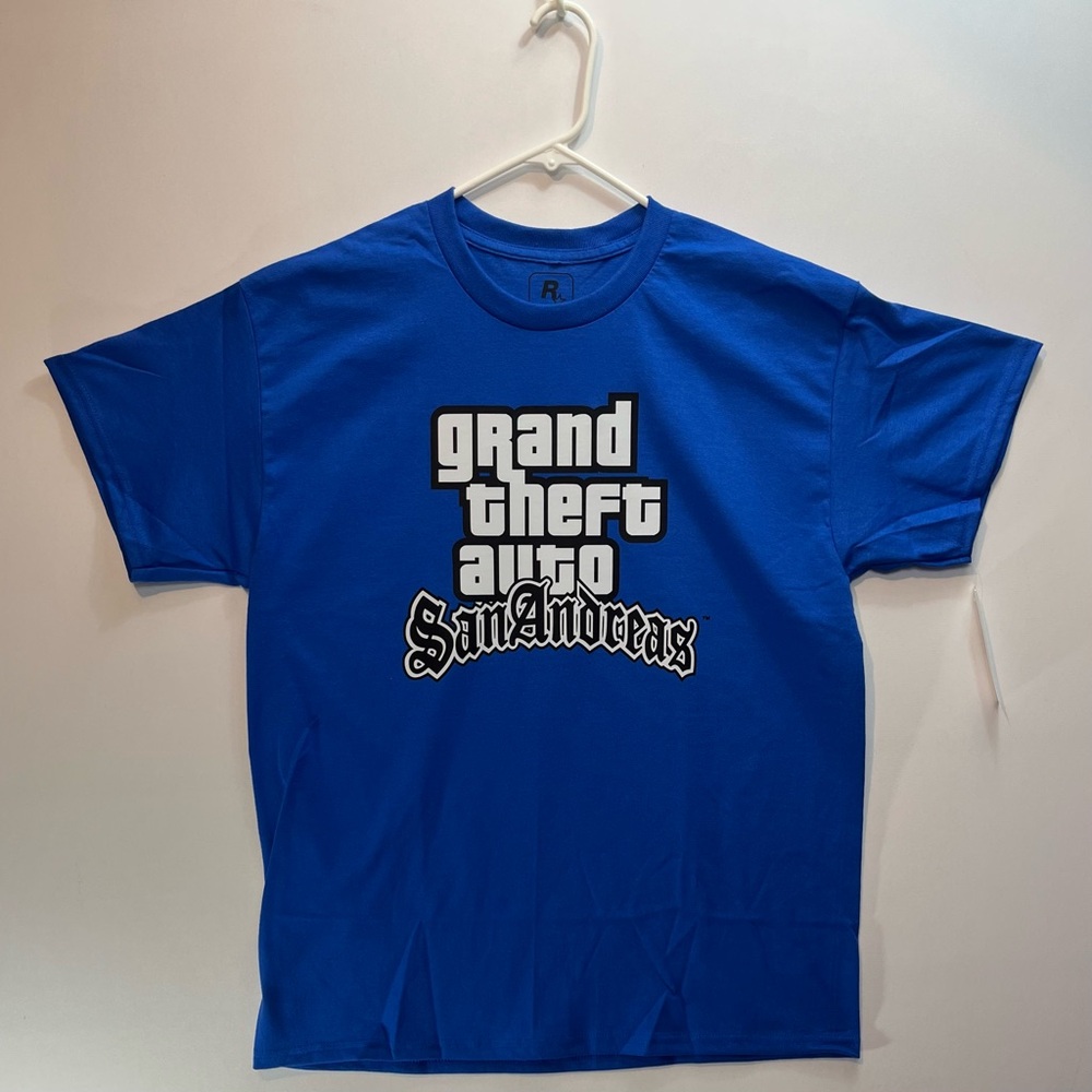 GTA San Andreas Logo Tee, Blue T-Shirt (Brand New With Tags) Y2K Rockstar Games